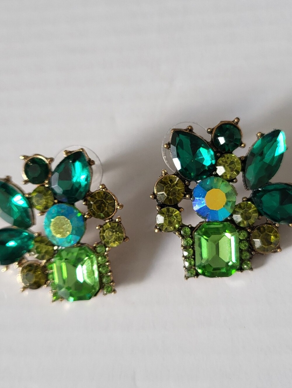 Emerald Green Crystal Cluster Earrings